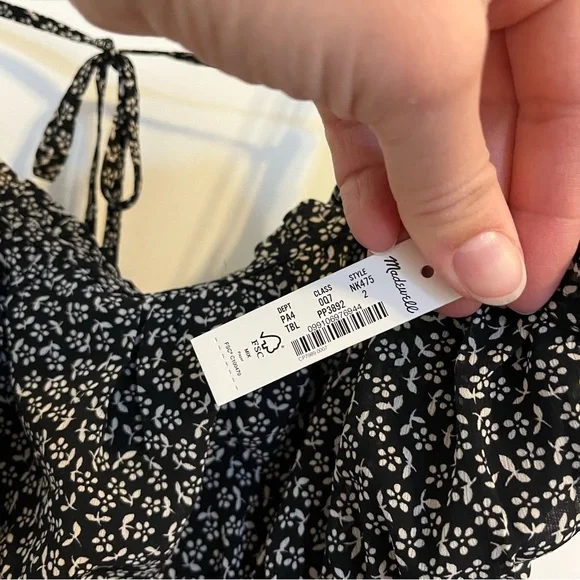 Madewell Black White Mini Dress Sophia Cami Tiered Mini Dress in Micro Daisy 2 - Picture 9 of 11